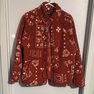 Wrangler Red Bandana Print Sherpa Jacket